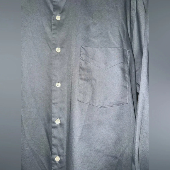 Van Heusen Gray Lux Sateen, Regular Fit Button Down Dress Shirt - Picture 4 of 7